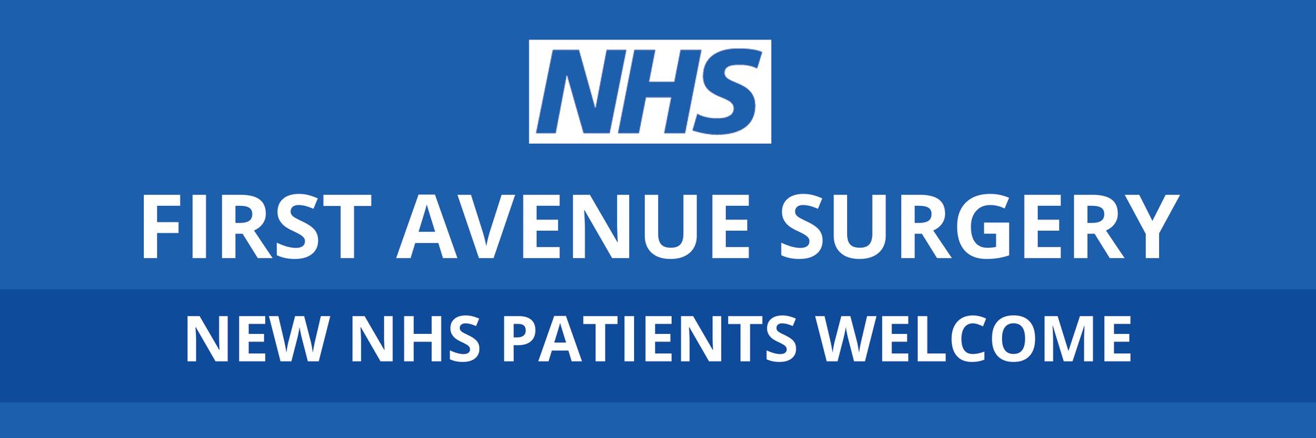 Blue sign with NHS logo, text