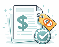 Invoice with dollar sign, price tag with