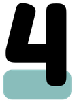Black number four with a teal rectangle underneath.