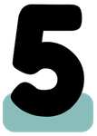Black number 5 on a light blue rounded rectangle.