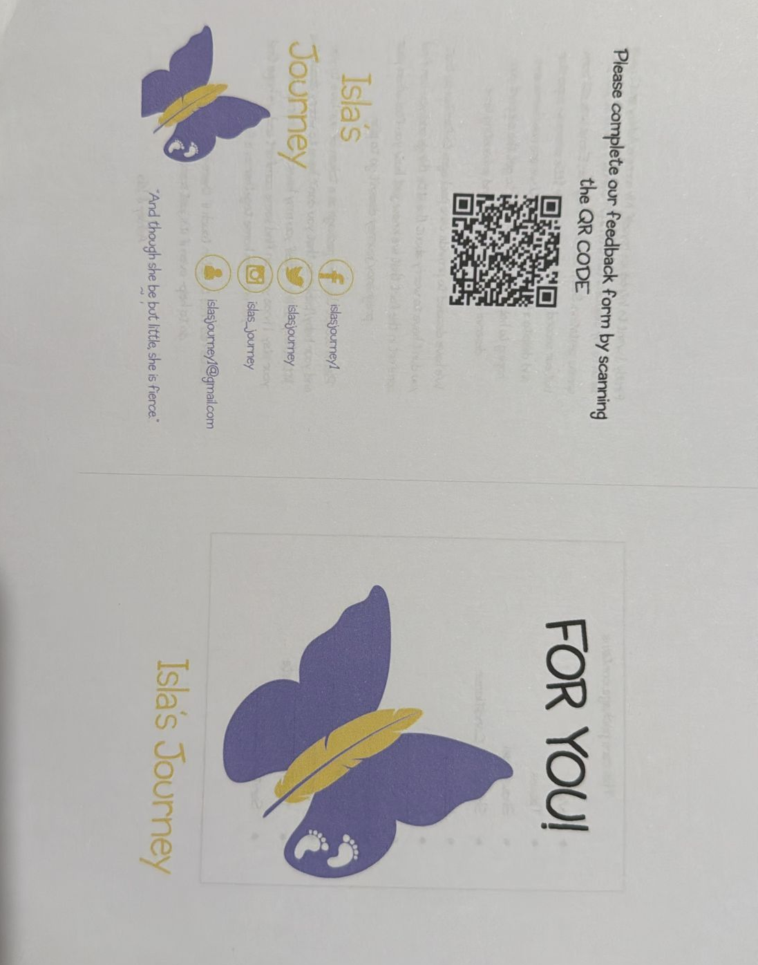 Card with a purple butterfly design and 