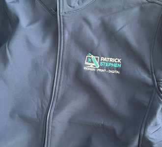 Gold embroidered text 