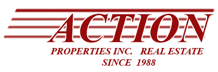 The logo for action properties inc. real estate since 1988