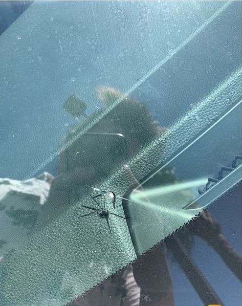 Before windshield rock chip repair in Orange County, CA