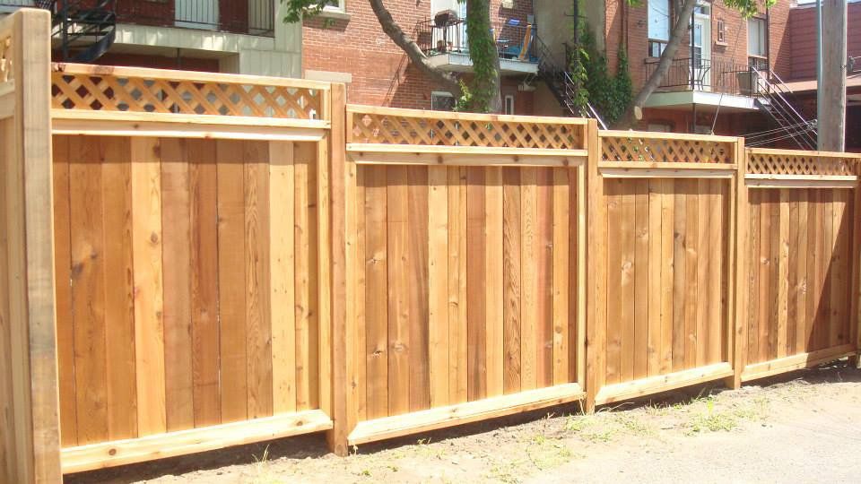 close up of wooden cedar fence for privacy