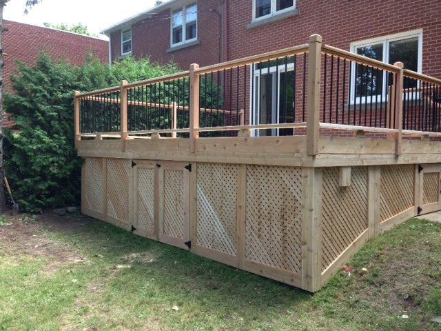 cedar patio with railing
