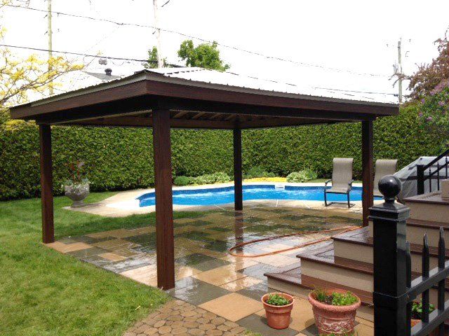 backyard with gazebo and wood flooring