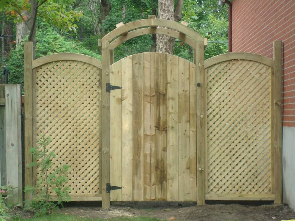 light beige wood fence door