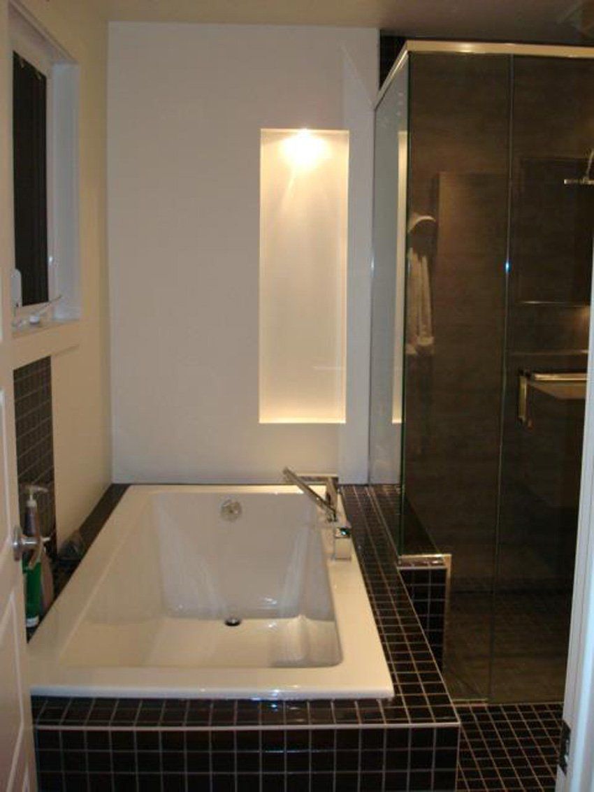modern bathroom with large bathtub