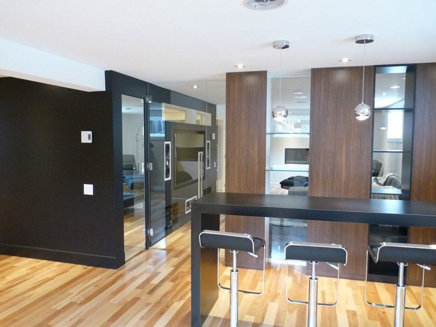 modern home with light wood flooring