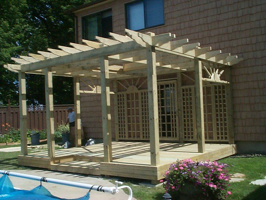 natural wood pergola