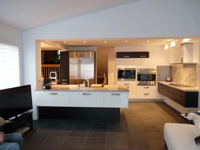 cuisine deux tons avec électroménagers en acier inoxydable