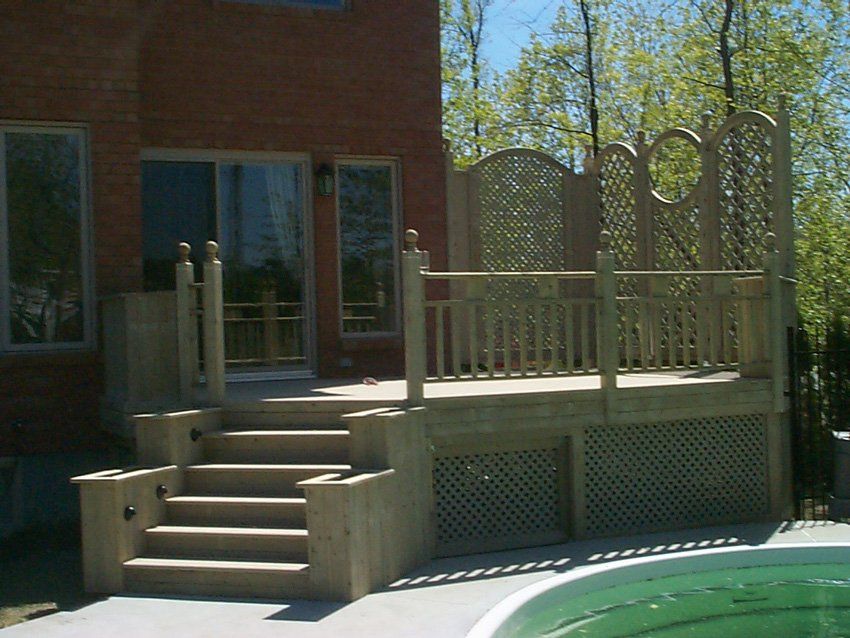 wood patio and railing