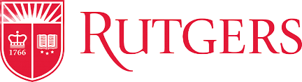 The red Rutgers University logo consisting of a shield emblem next to the university name in a serif font.