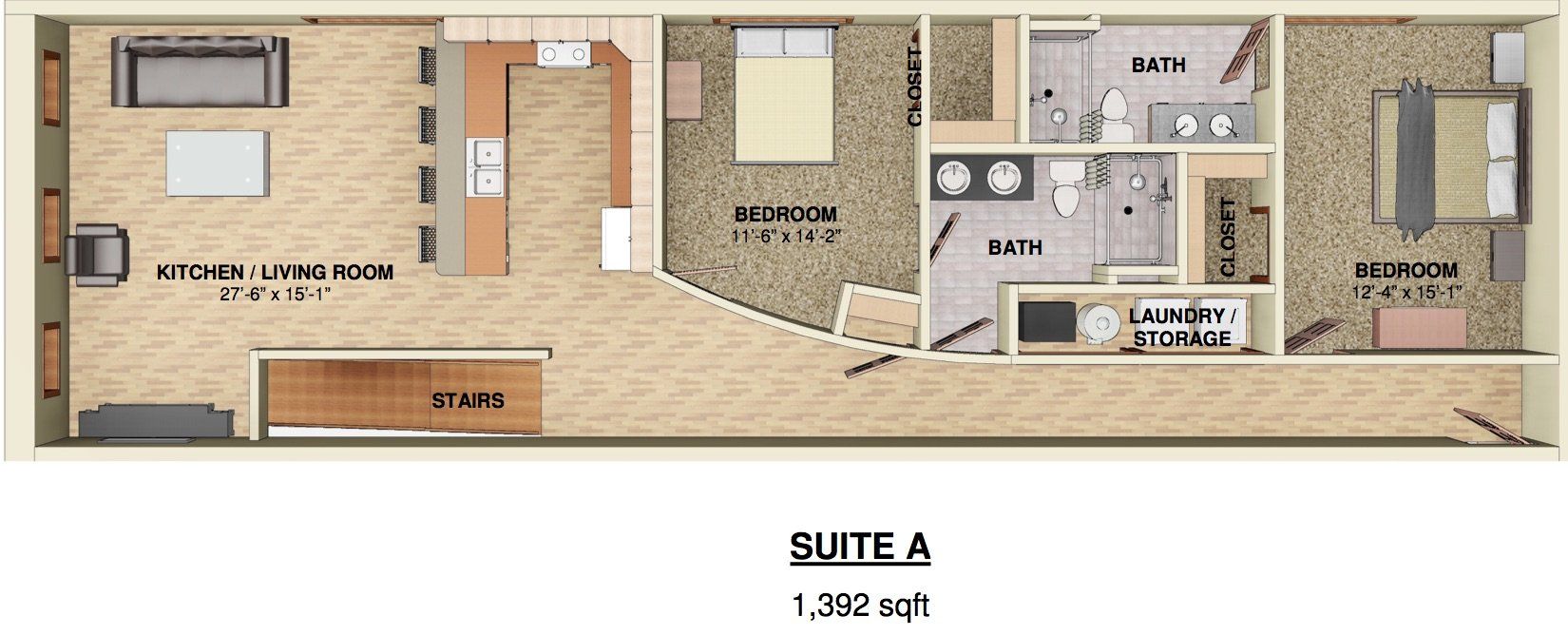 UNIT A 2 Bed Floor Plan | Mabbett & Breeds