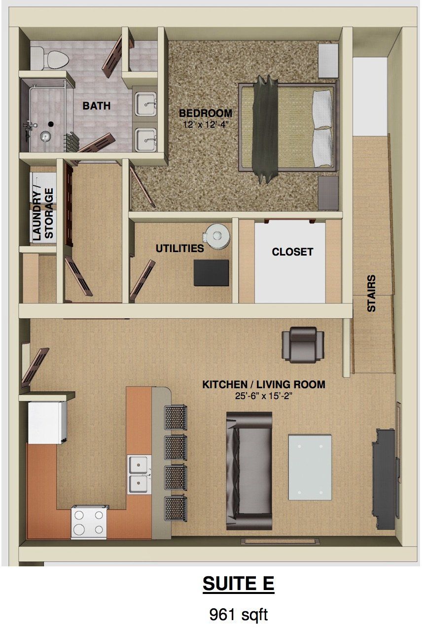 UNIT E 1 Bed Floor Plan | Mabbett & Breeds