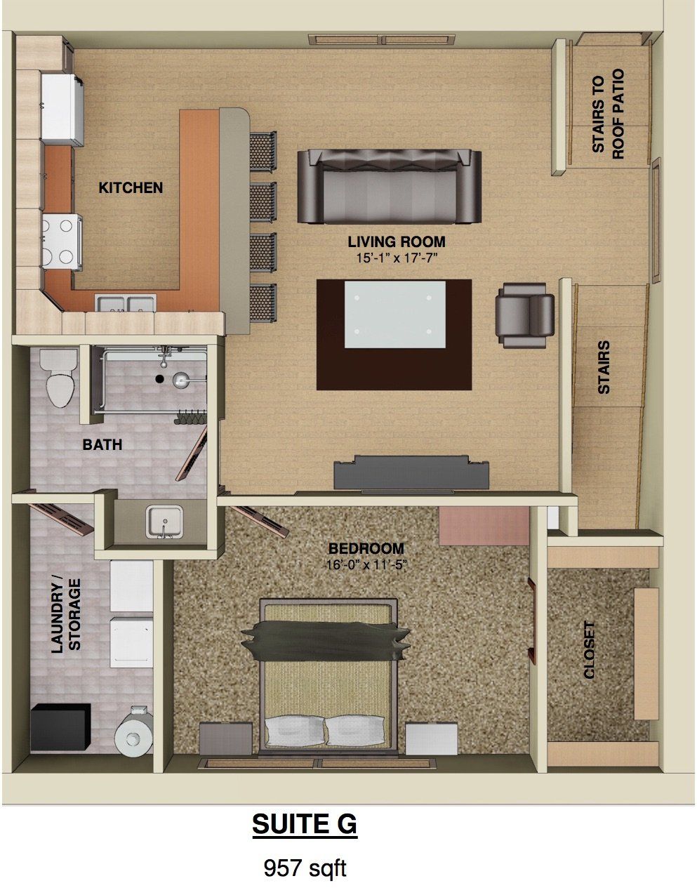 UNIT G 1 Bed Floor Plan | Mabbett & Breeds