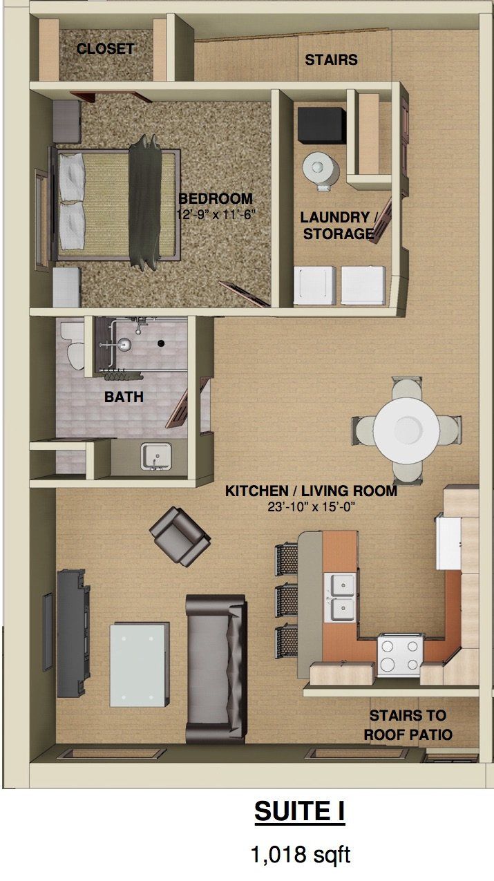 UNIT I 1 Bed Floor Plan | Mabbett & Breeds