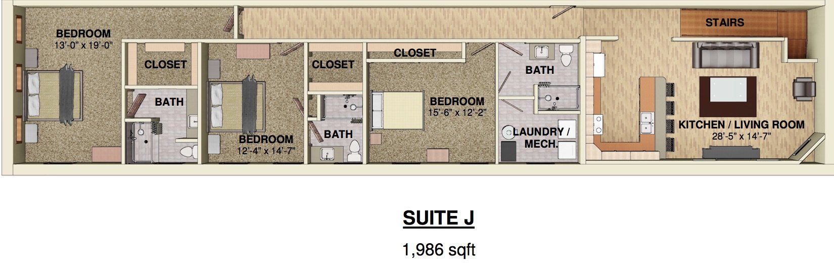 UNIT J 3 Bed Floor Plan | Mabbett & Breeds