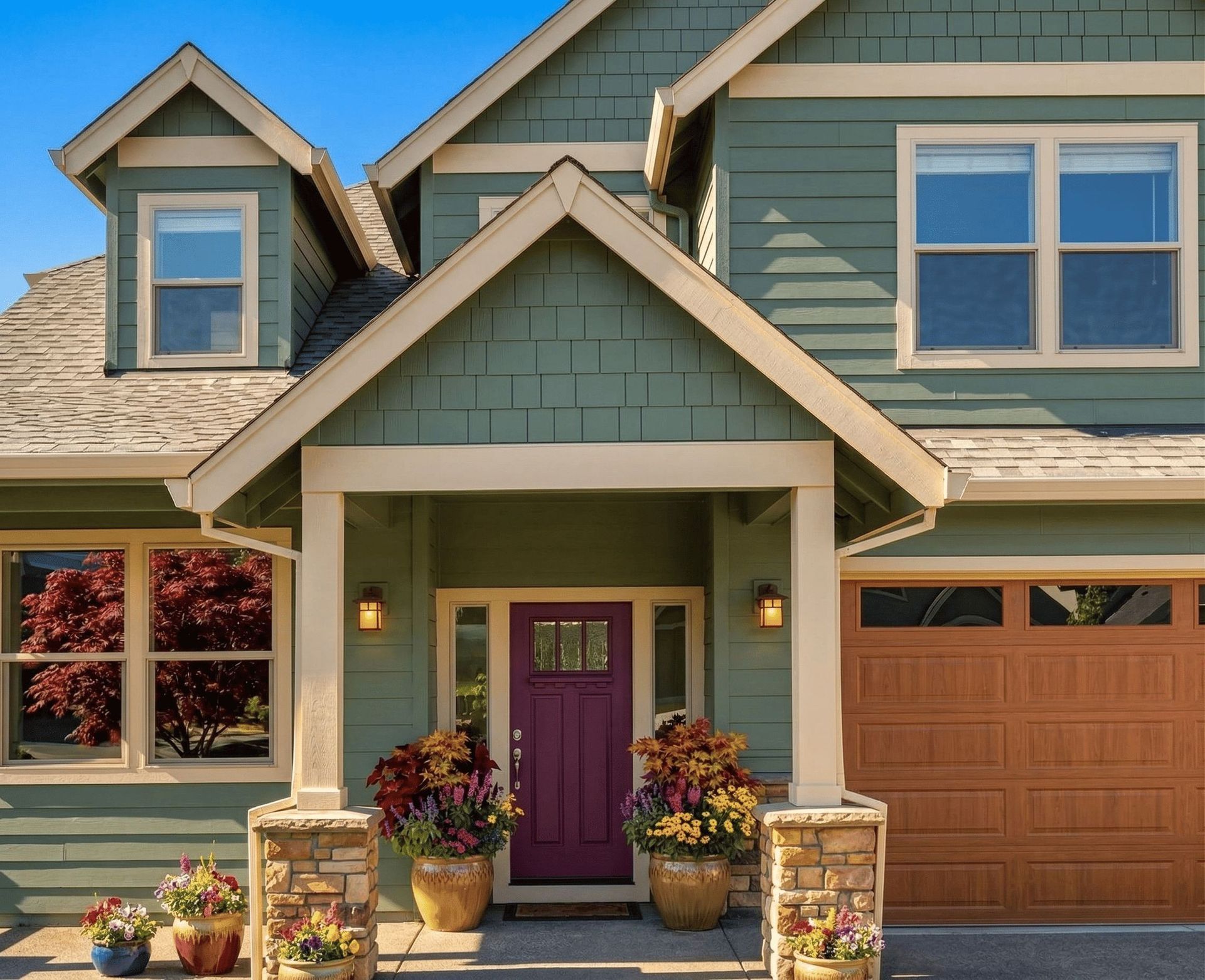 Kitchen under renovation, featuring white cabinets, a stove, and a microwave. A yellow ladder and other construction materials are present.
