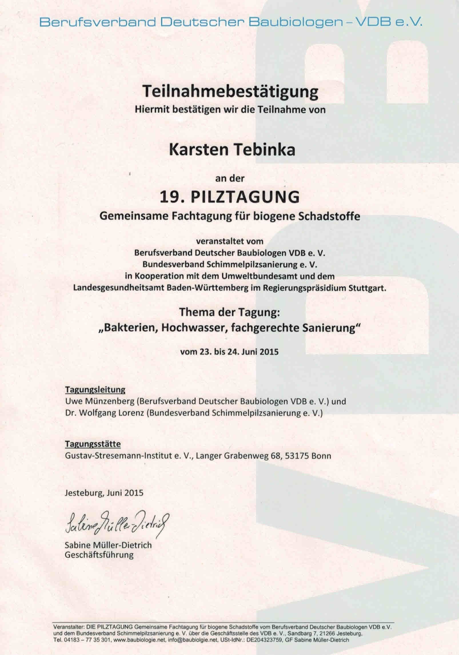 Teilnahmebestätigung