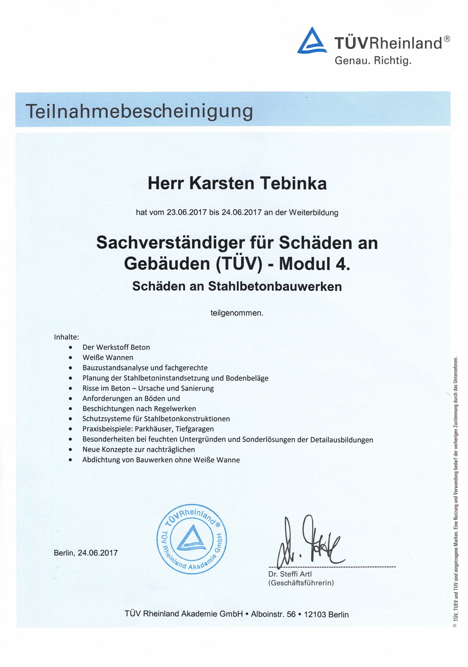 Teilnahmebescheinigung