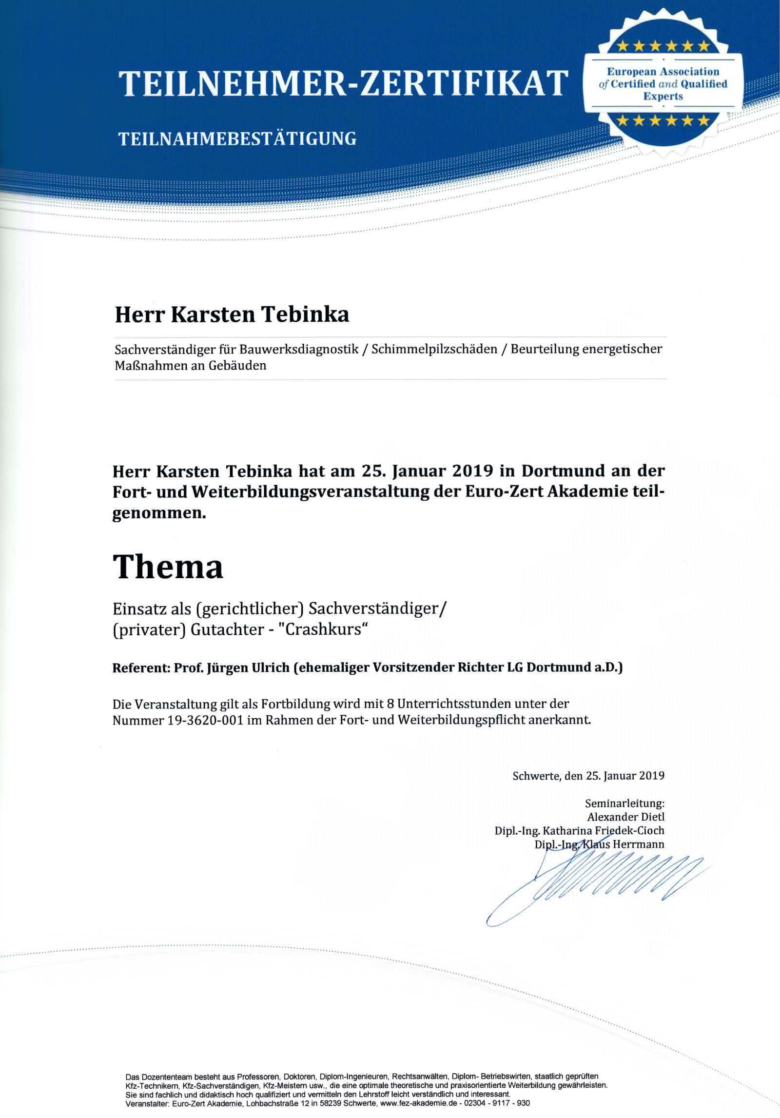 Teilnehmer-Zertifikat