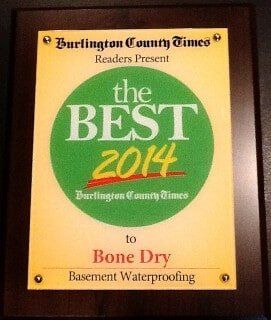 Burlington County Times Award — Waterproofing Company in Hainesport, NJ