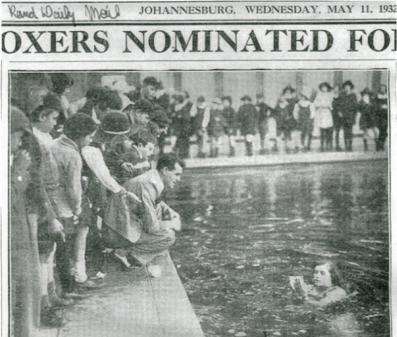 Ellis Park Swimming Baths, Johannesburg Demonstration of swimming methods to local school children