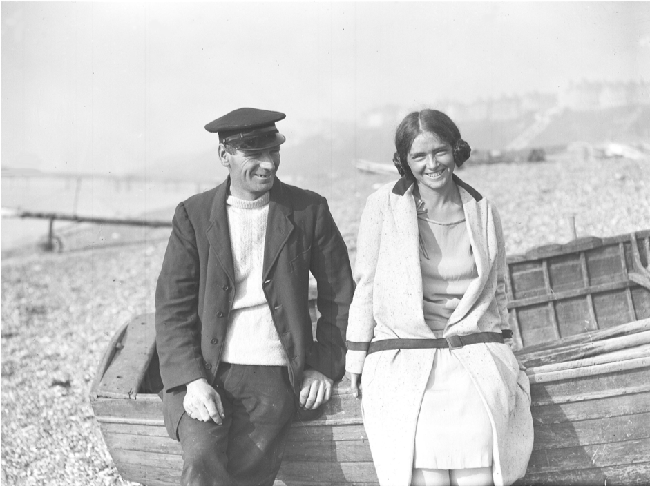 Mercedes with her pilot, Harry Sharp, at Folkestone.