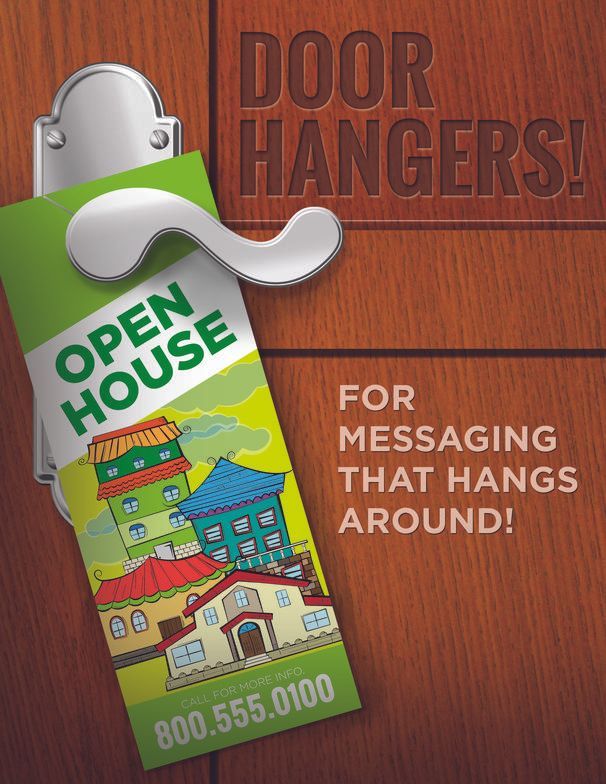 A door hanger that says open house for messaging that hangs around
