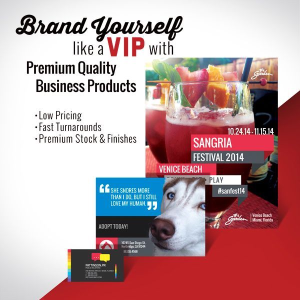 A poster that says brand yourself like a vip with premium quality business products