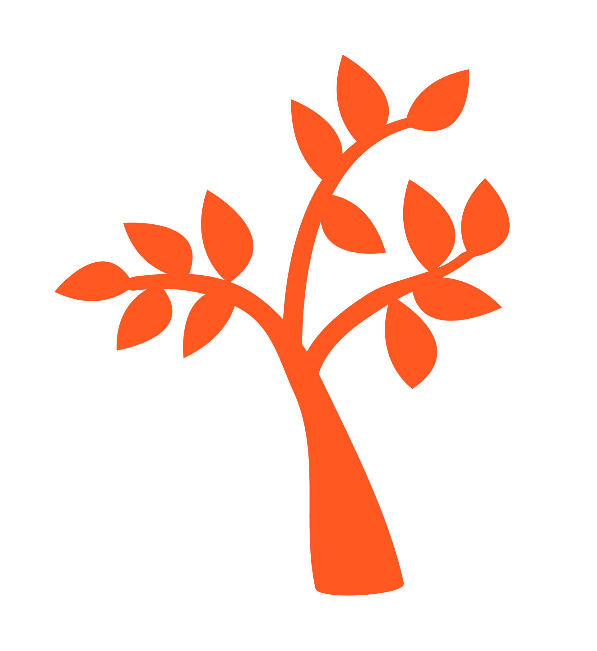 Orange stylized tree with leaves.