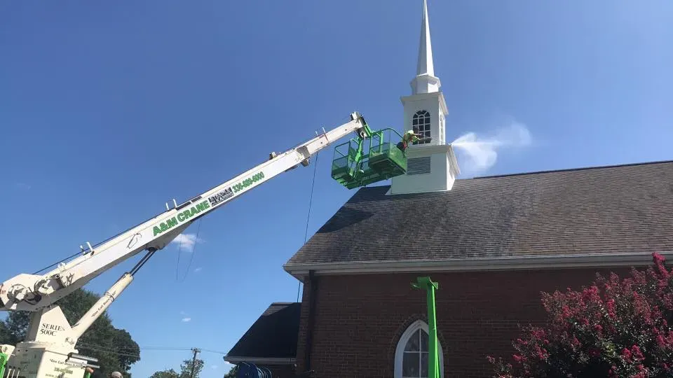 Cleaning High Part of The Church — High Point, NC — A & M Cranes