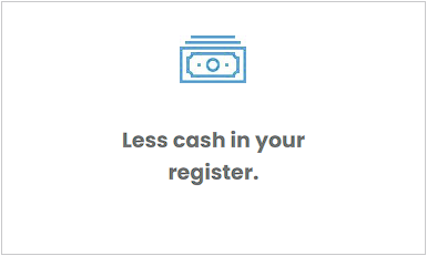 A picture of a dollar bill with the words `` less cash in your register ''.