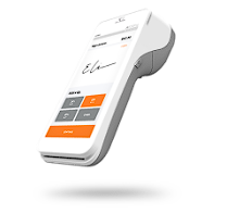 A smart phone with a signature on the screen is floating in the air.