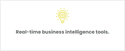 A light bulb with gears on it and the words `` real-time business intelligence tools ''.