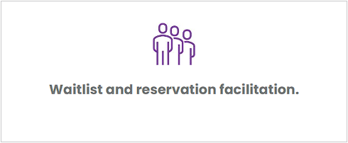 A group of people standing next to each other with the words waitlist and reservation facilitation.