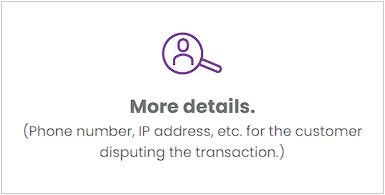 A purple icon with a magnifying glass and the words `` more details . ''