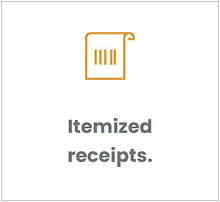 A picture of a receipt with the words `` itemized receipts . ''