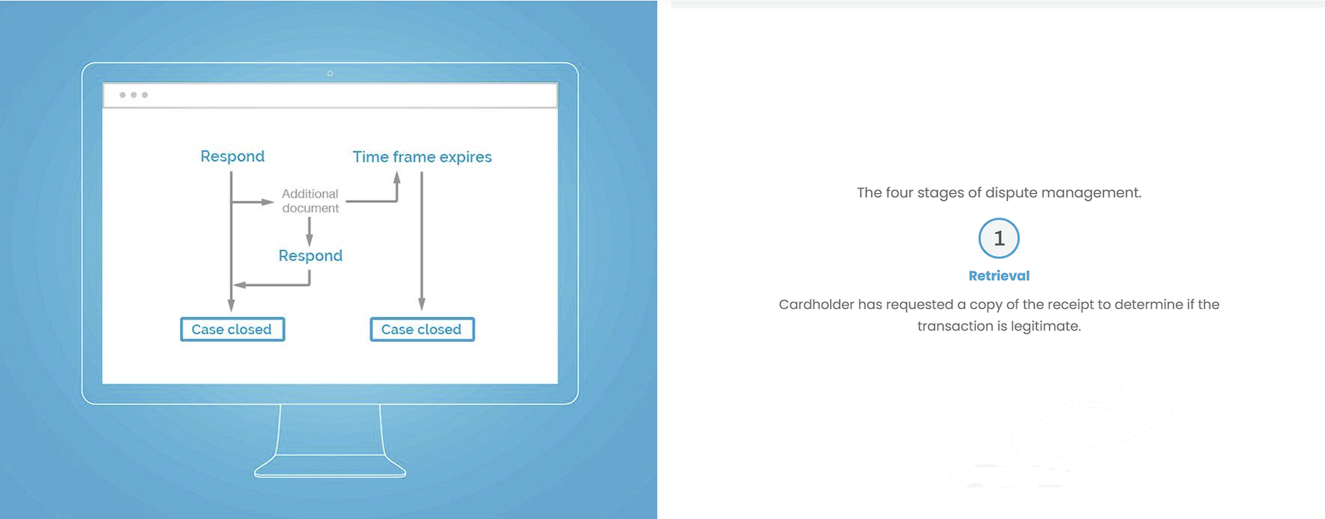 A computer screen with a diagram on it and a blue background.