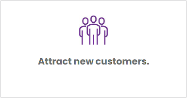 A group of people standing next to each other with the words `` attract new customers ''.