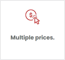 A picture of a dollar sign with an arrow pointing to it and the words `` multiple prices ''.