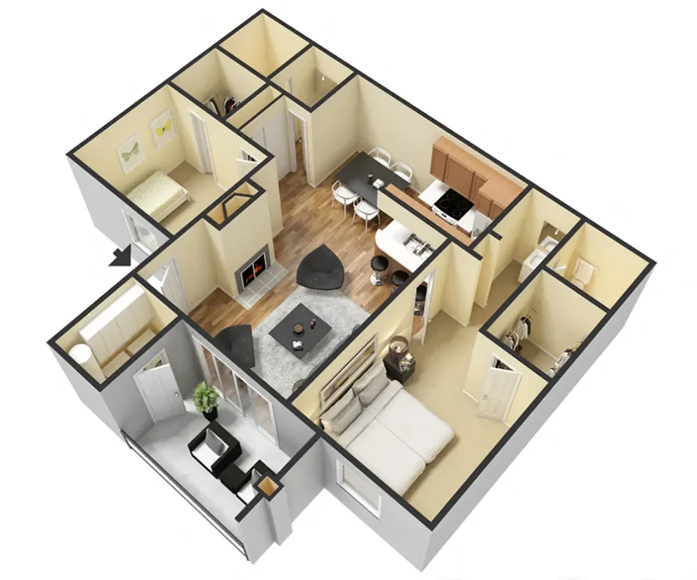 Valencia - 2 bedroom 2 bathroom floor plan