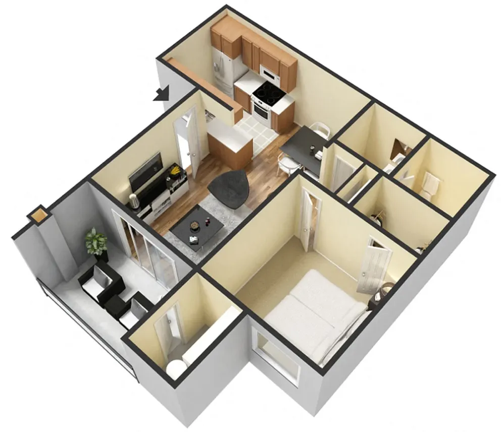 Rio - 1 bedroom 1 bathroom floor plan