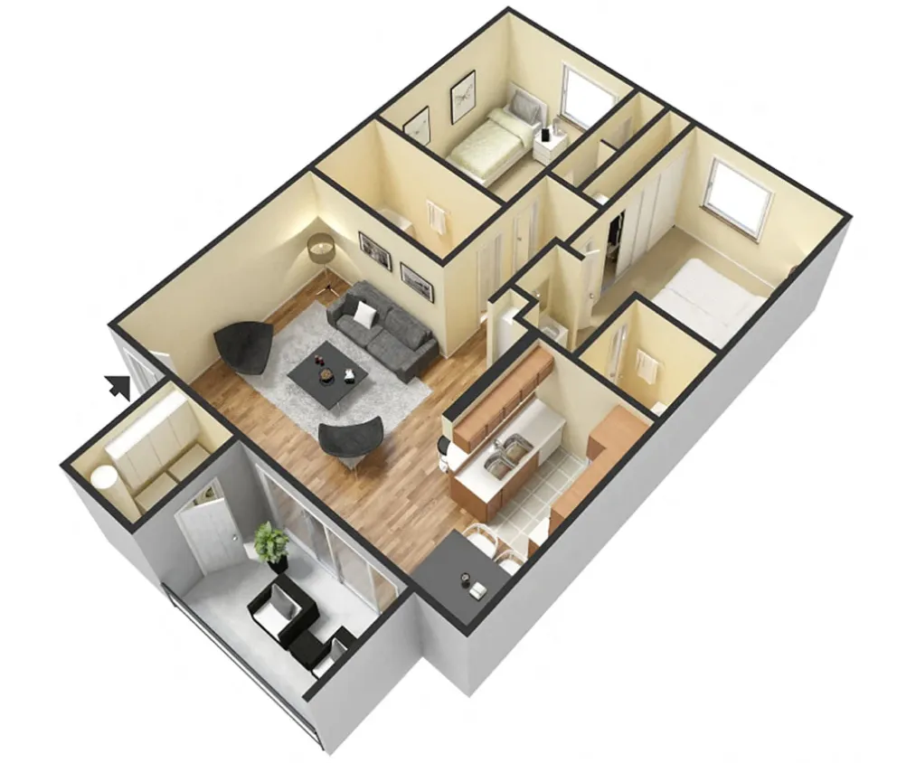Del Sol - 2 bedroom 2 bathroom floor plan