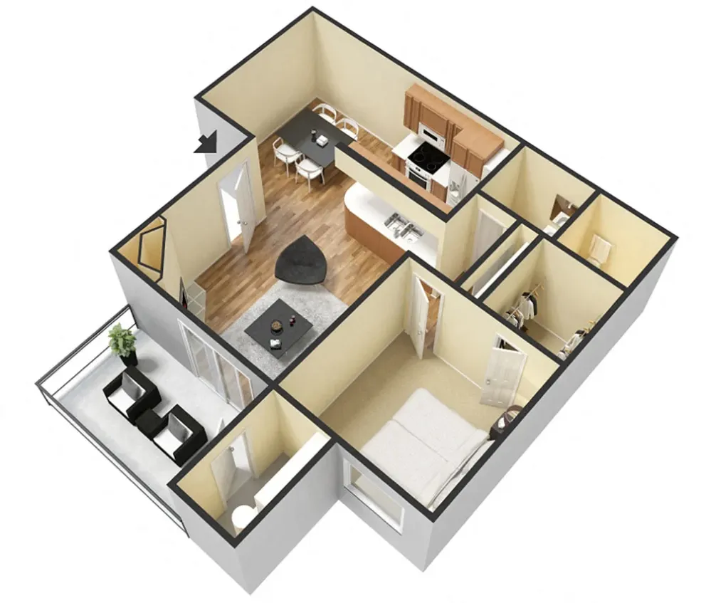 Barcelona - 1 bedroom 1 bathroom floor plan