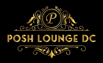 The logo for posh lounge dc is a gold logo on a black background.