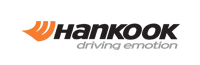 The hankook driving emotion logo is orange and black on a white background.