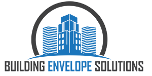 Building Envelope Solutions logo with blue skyscraper icon and gray arc